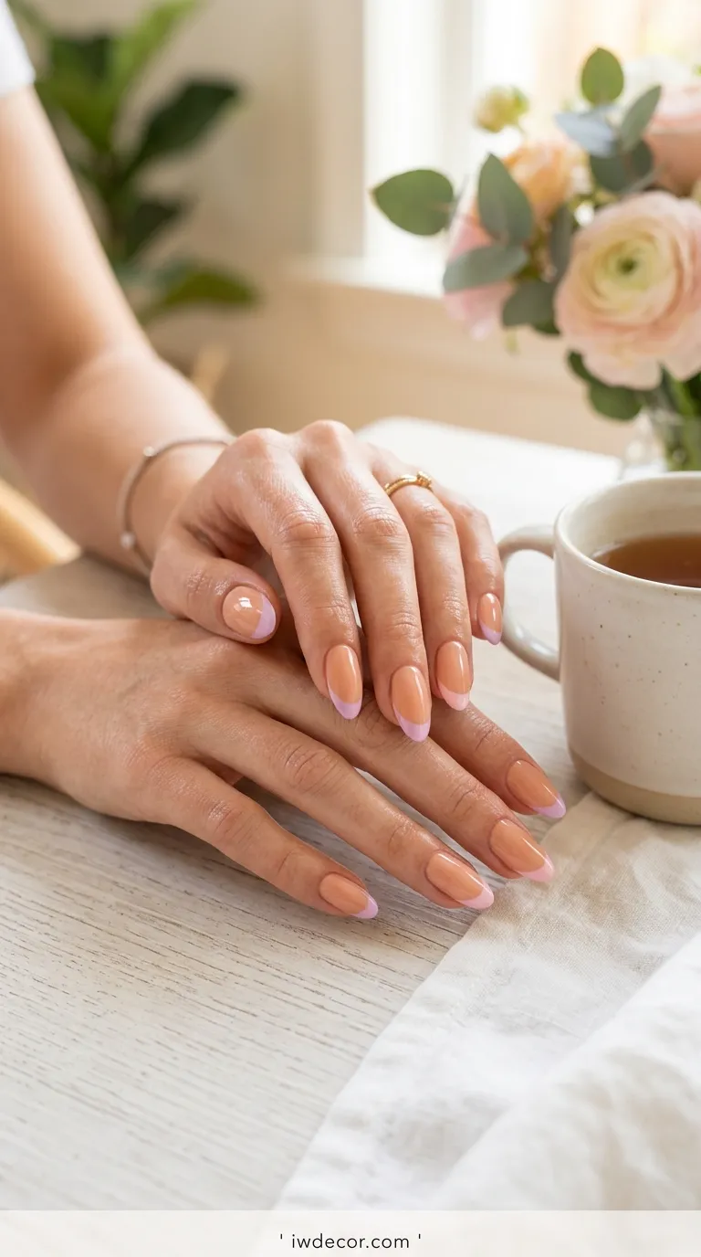 Glossy Nude with Pastel Tips