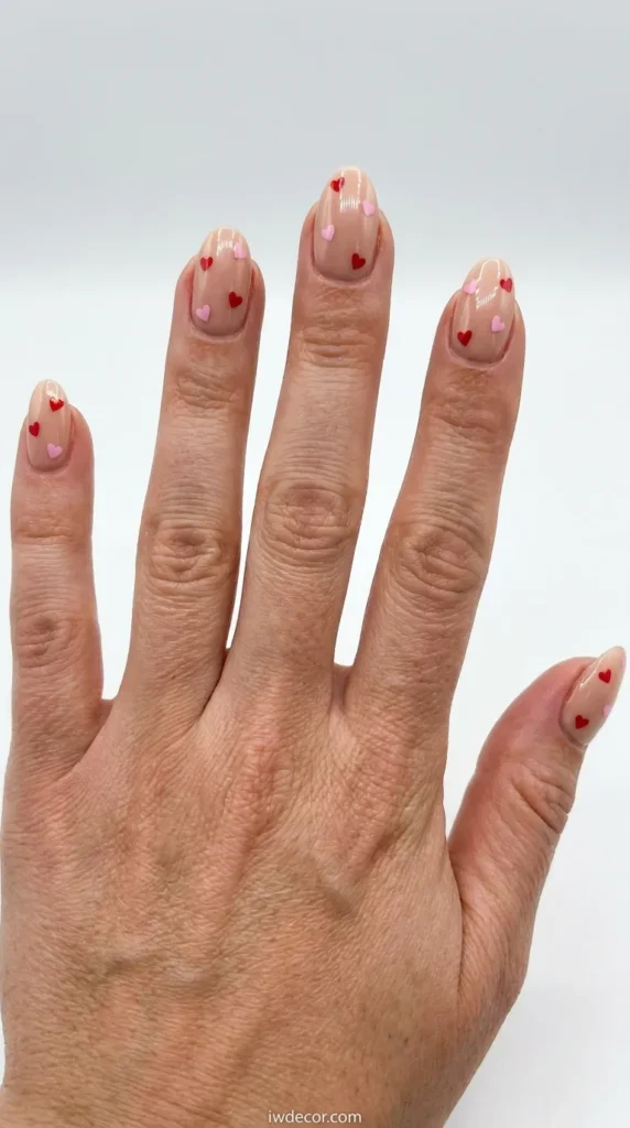 Glossy Nude with Playful Heart Decals
