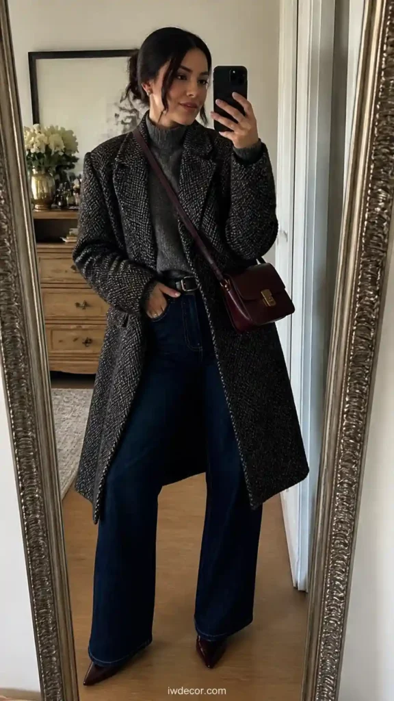 Herringbone Overcoat & Deep Denim
