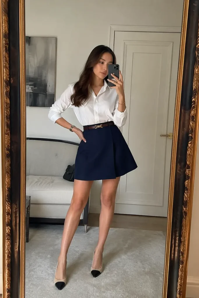 High-Waisted Skirt and Tucked-In Top
