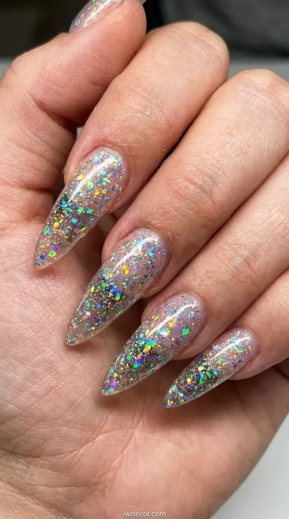 Holographic Stiletto Nails