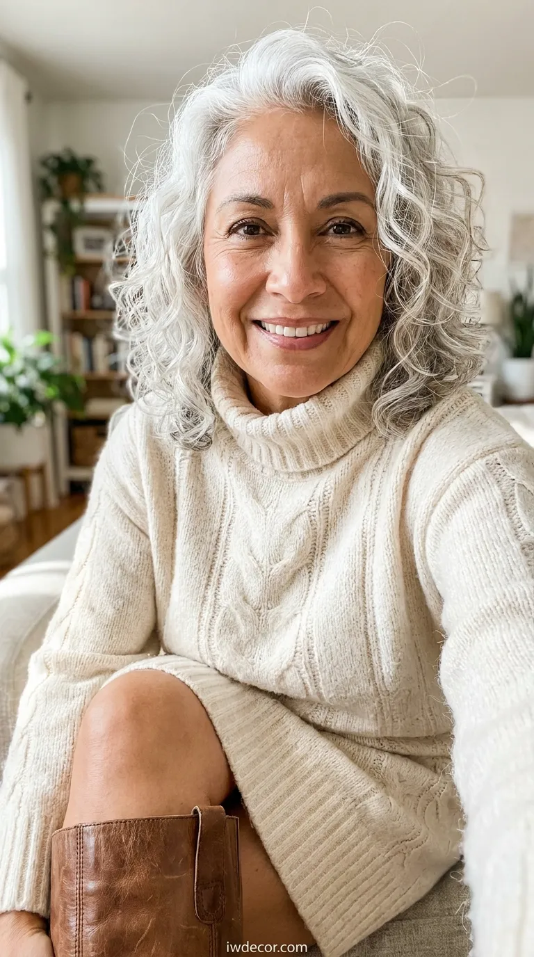 Knit Turtleneck Sweater Dress with Tall Boots