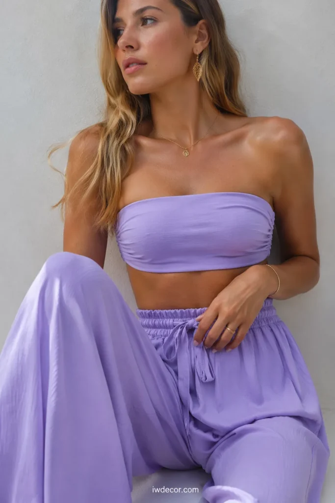 Lavender Palazzo Pants + Matching Bandeau Top