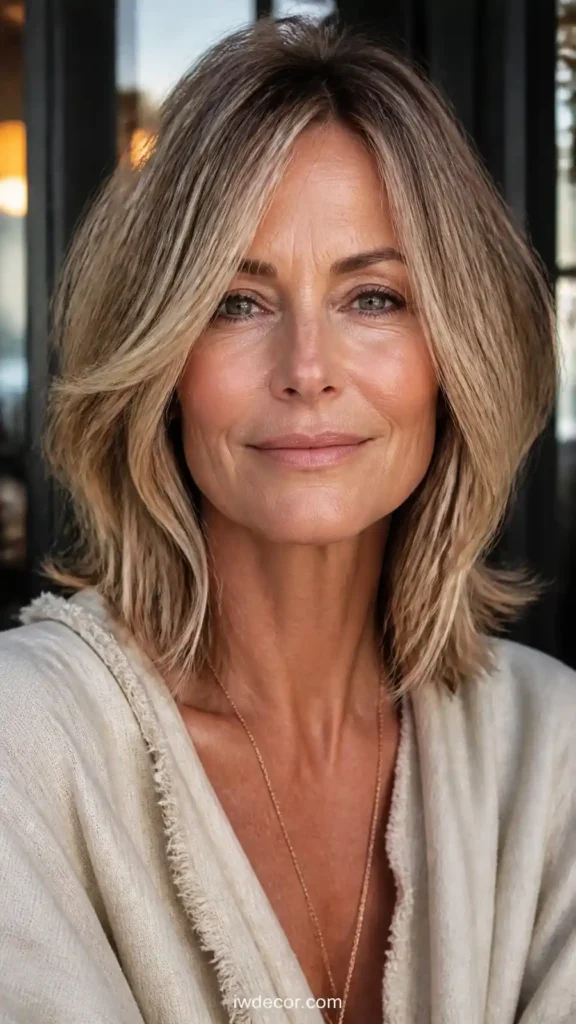 Layered Lob with Illuminating Face-Framing Highlights