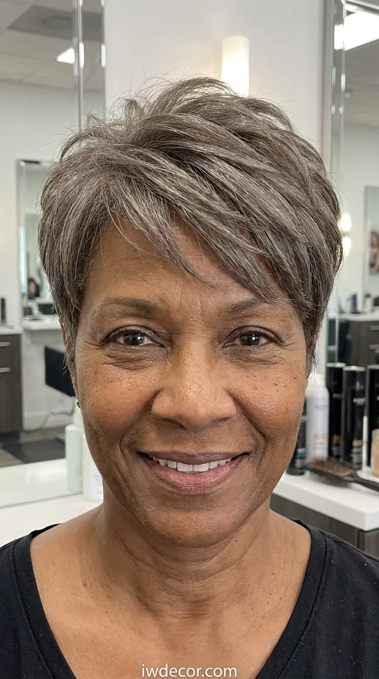 Layered Pixie in Silver Ash Brown