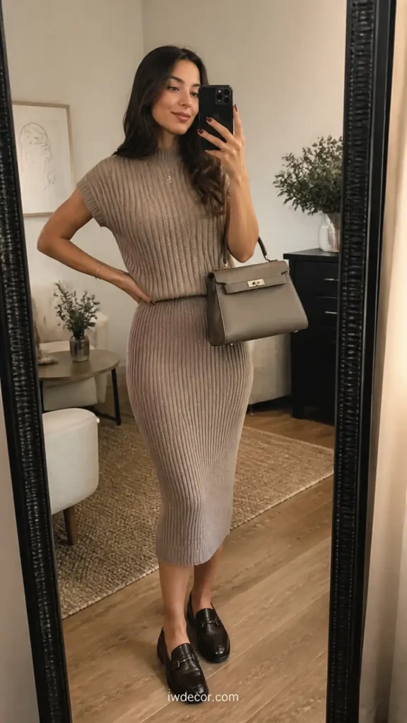 Matching Knit Set & Loafers