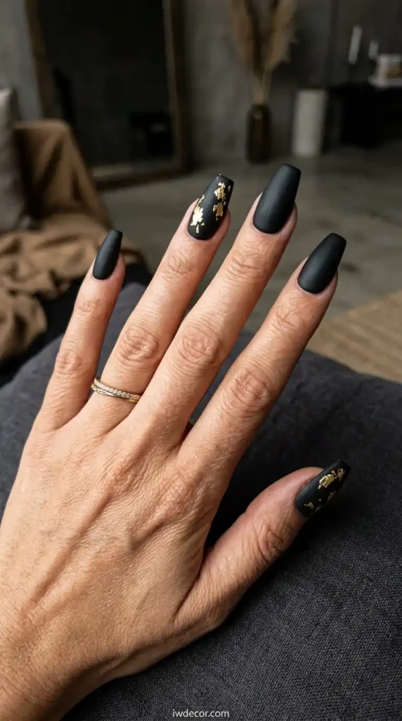 Matte Black Coffin with Gold Foil
