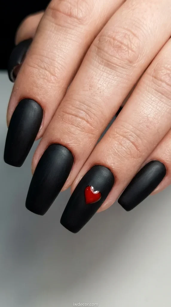 Matte Black with Red Heart Accents