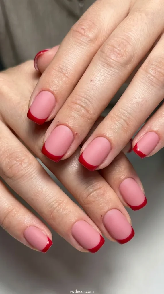 Matte Pink with Glossy Red Tips