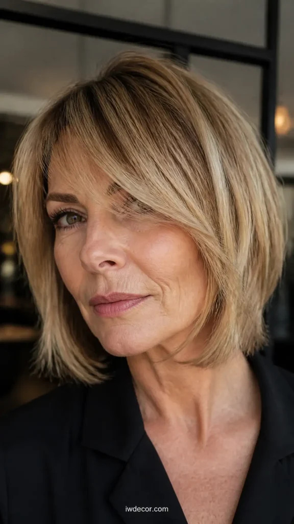 Medium Bob with Long Sweeping Bangs