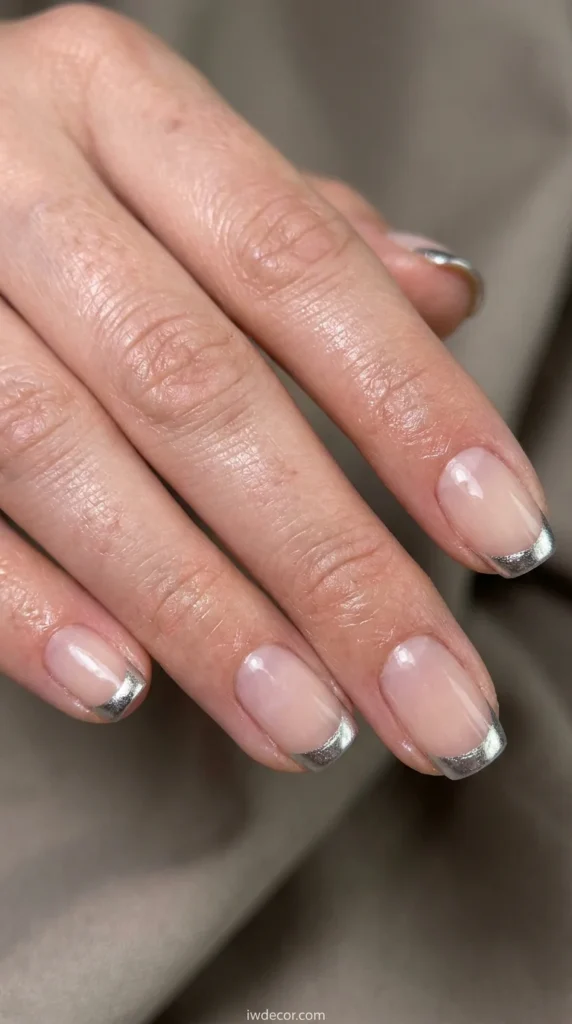 Metallic Silver Micro-French