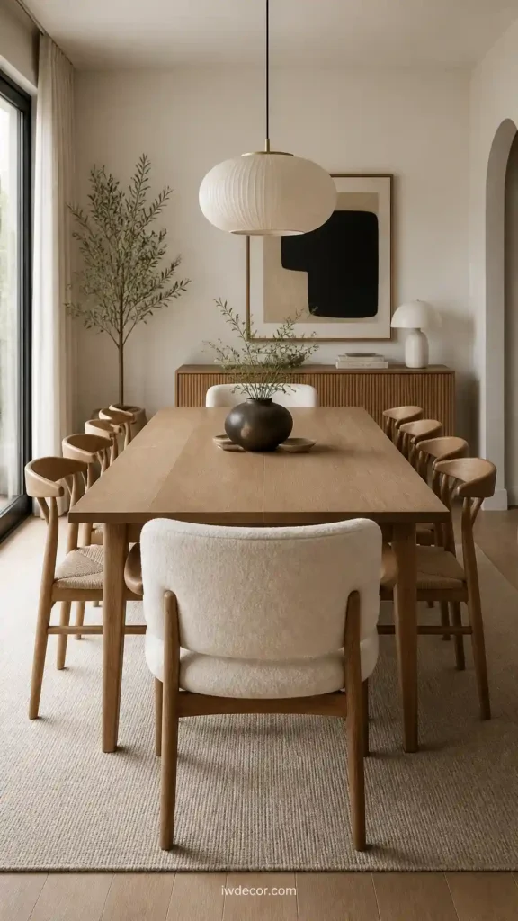 Mixing in one upholstered end chair