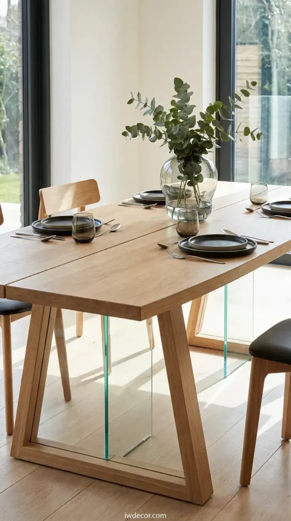 Modern Oak with Glass Leg Details