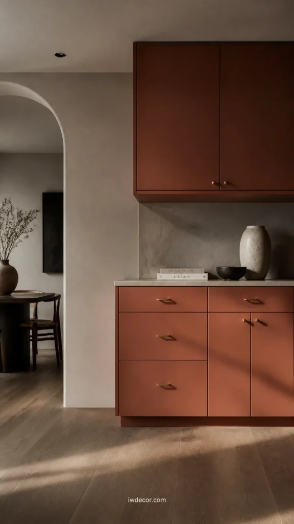 Muted terracotta or clay