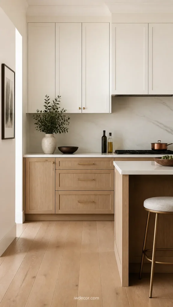 Natural wood paired with white