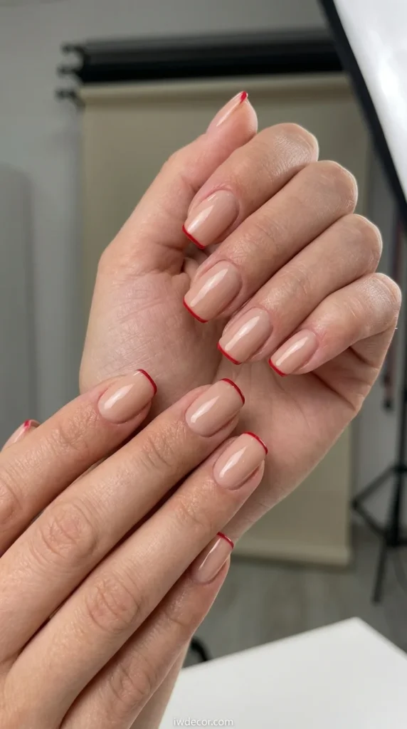 Nude Base with Red Micro-French