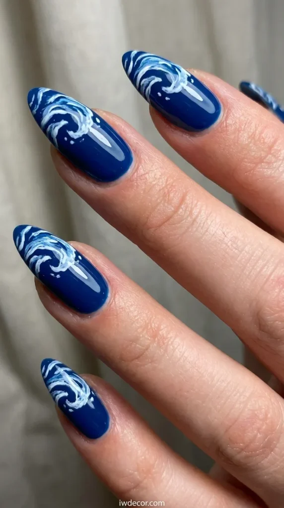 Ocean Wave Stiletto Nails
