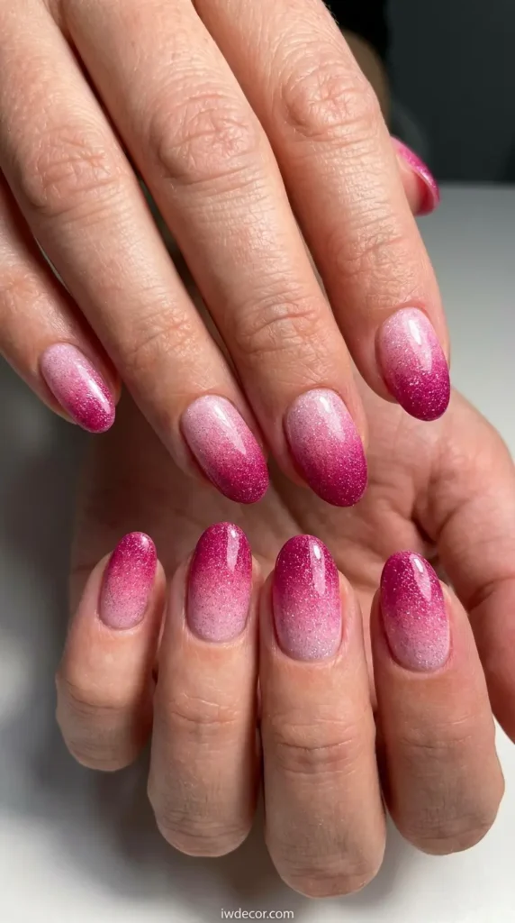 Ombré Pink Glitter Oval