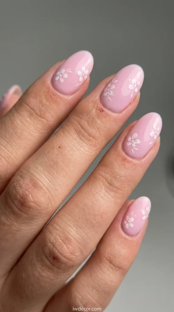 Pastel Pink Floral Decal Oval