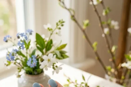 Pastel blue spring nail