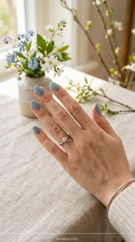 Pastel blue spring nail