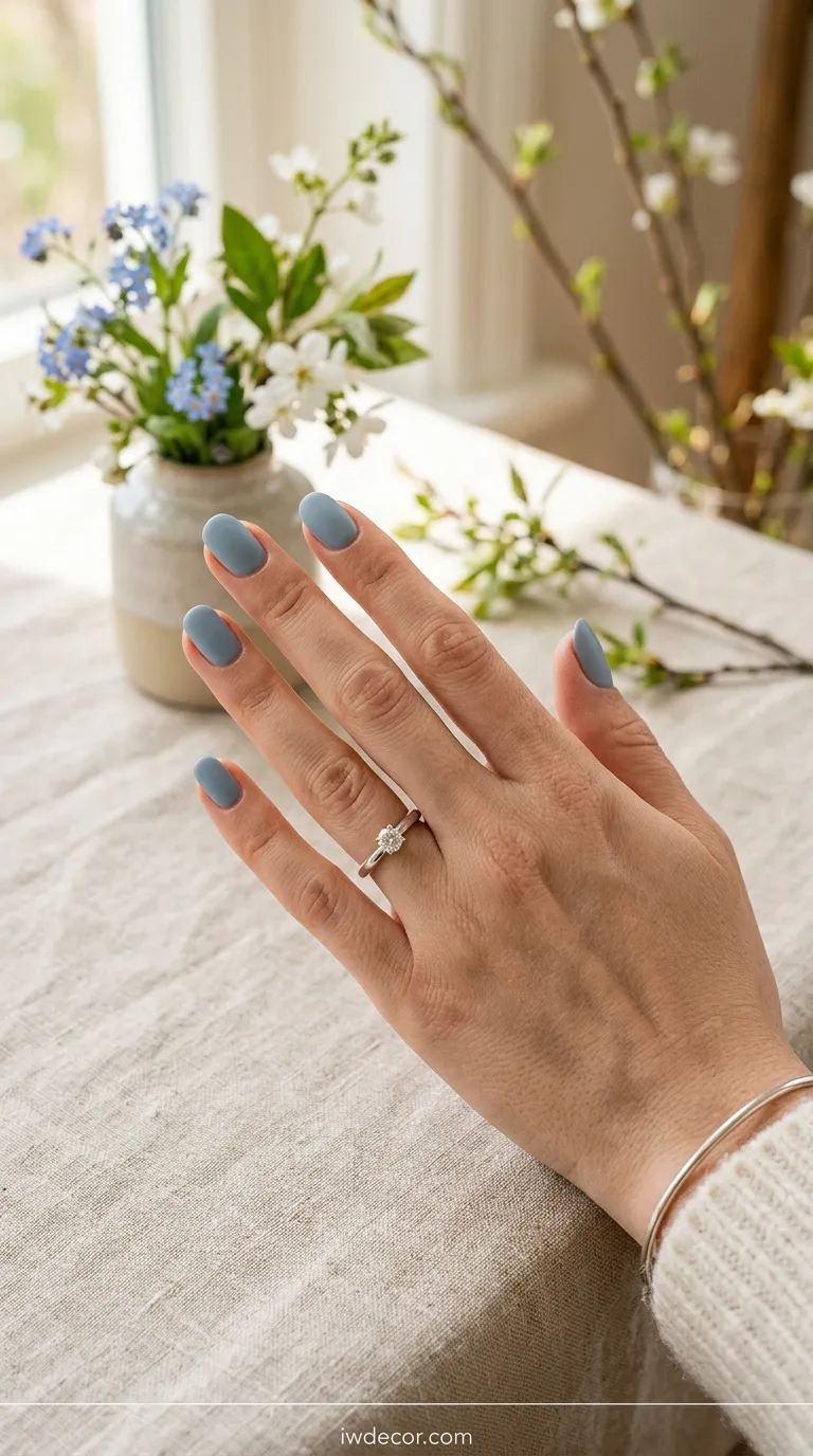Pastel blue spring nail