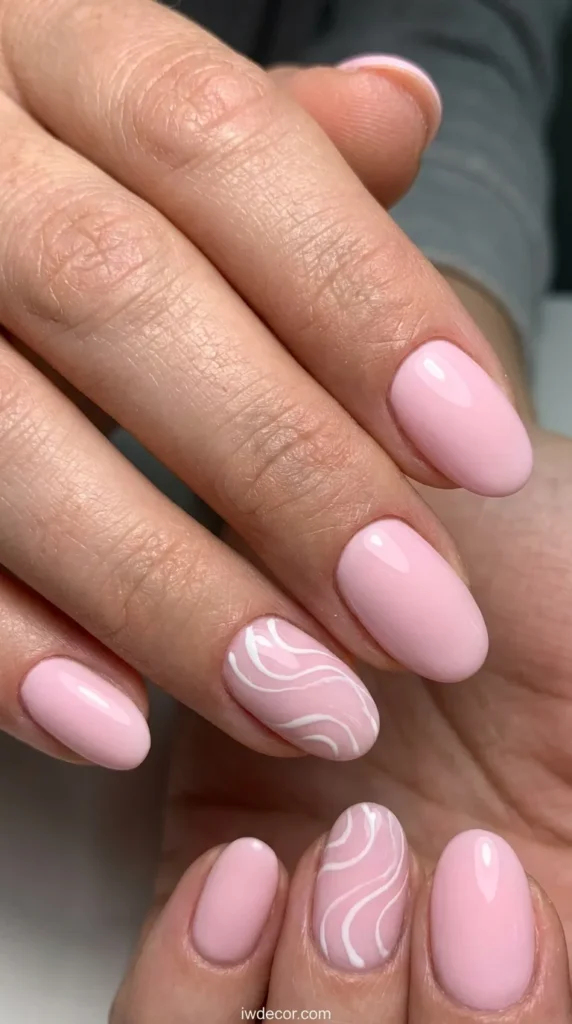 Pink Base with White Abstract Swirls