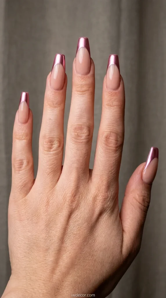 Pink Chrome French Tip Coffin