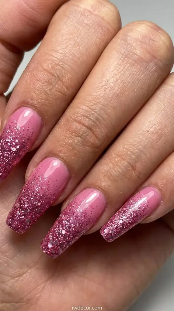 Pink Glitter Gradient Coffin