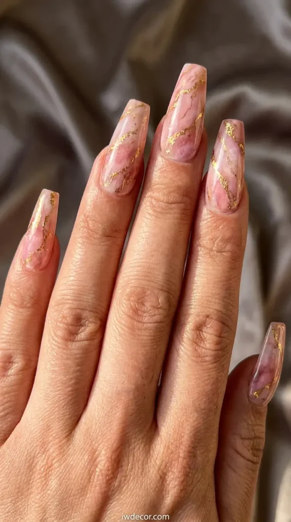 Pink and Gold Marble Effect
