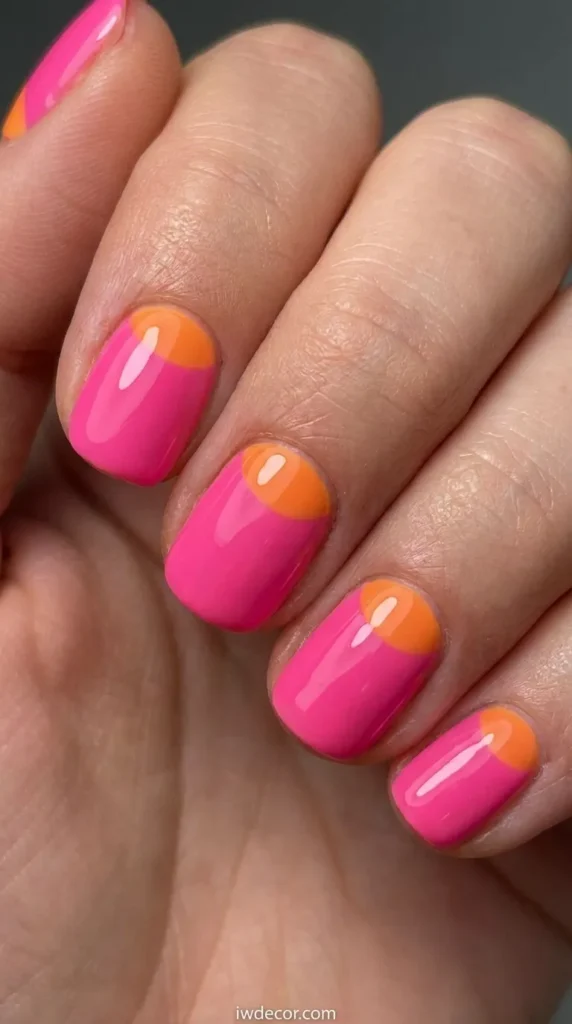 Pink and Orange Half-Moons