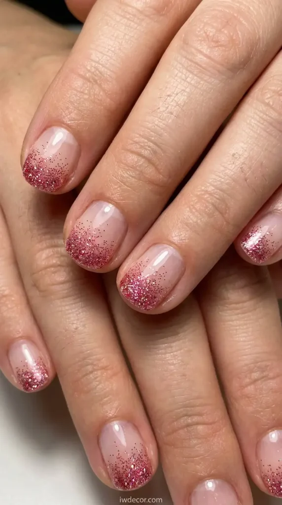 Pink and Red Glitter Tips