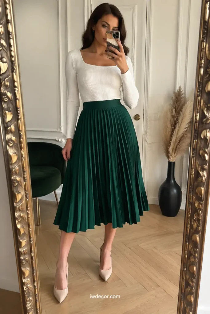 Pleated Skirt with a Fitted Top