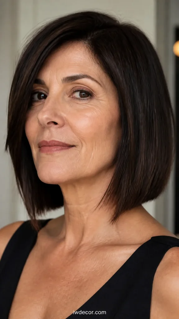 Polished Blunt Lob in Dark Espresso