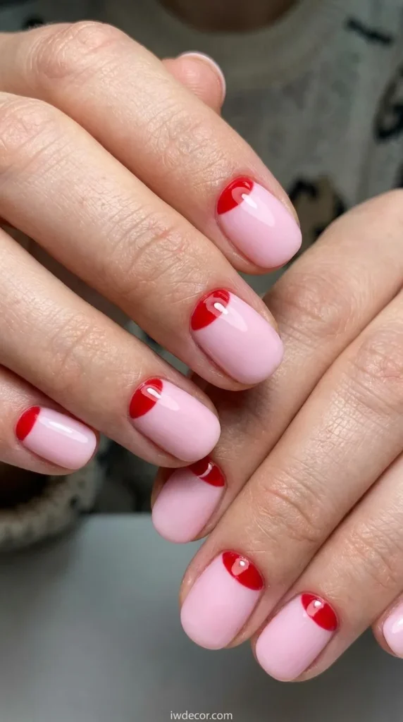 Reverse French in Red and Pink