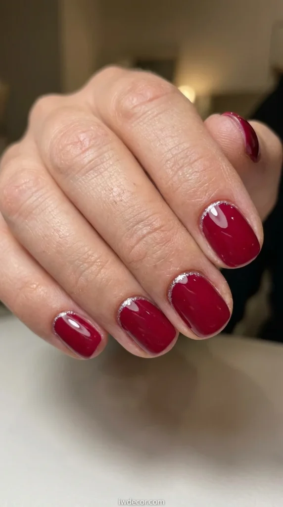 Reverse French with a Glitter Cuticle Line