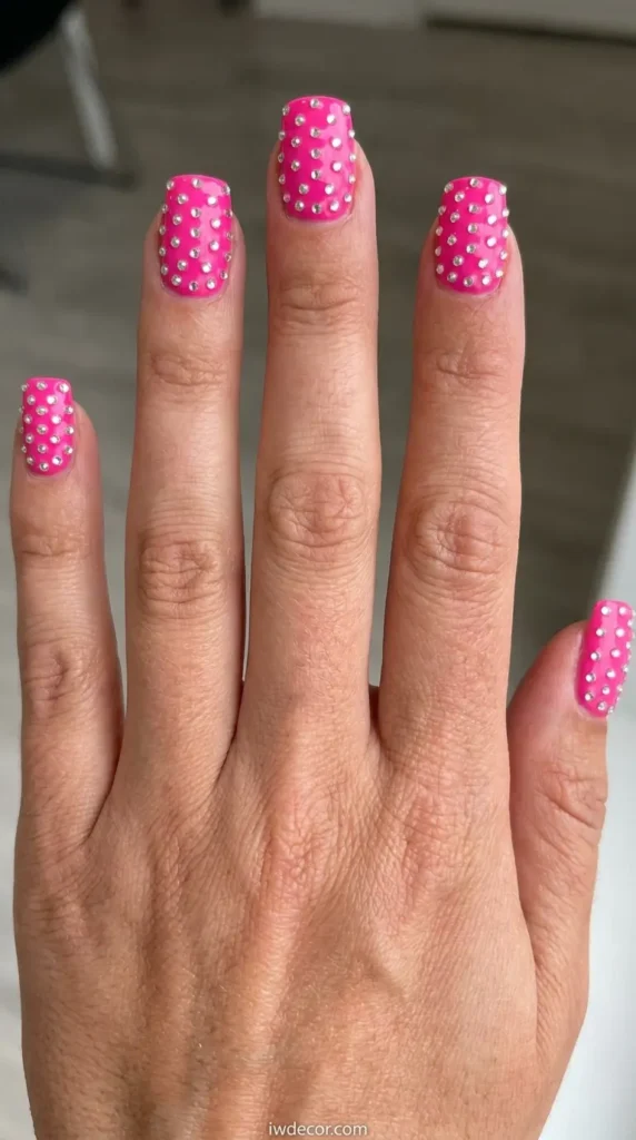 Rhinestone Encrusted Hot Pink