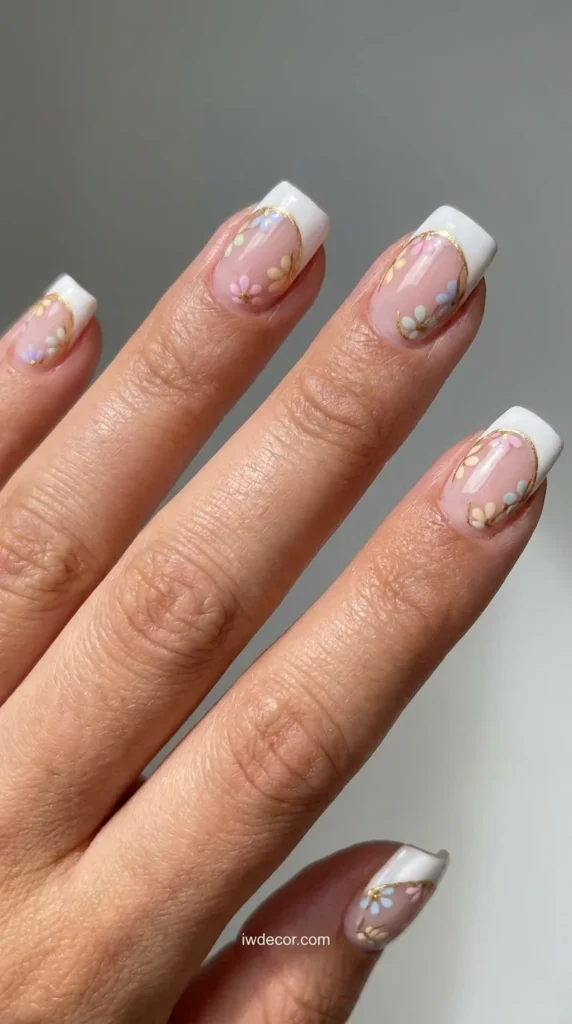 Romantic Floral French Tips