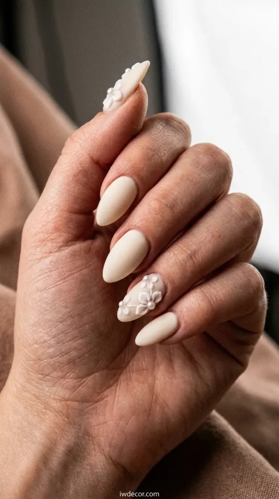 Sculpted Almond with 3D Accents