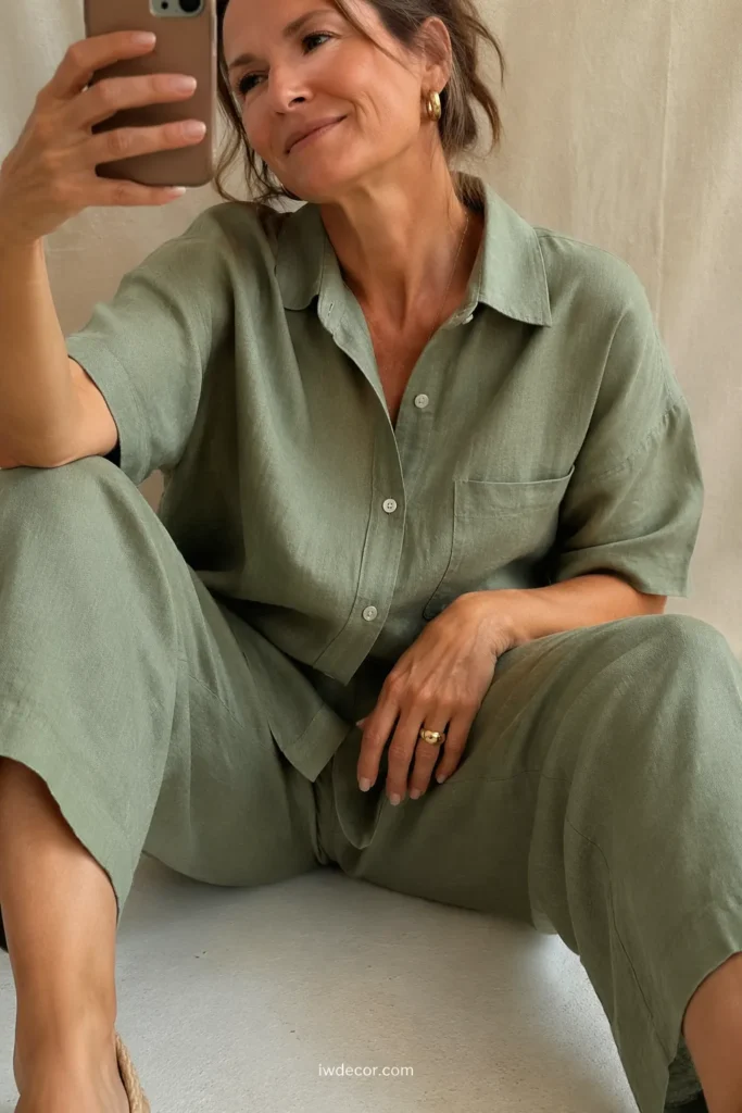 Serene Sage Green Linen Co-ord Set