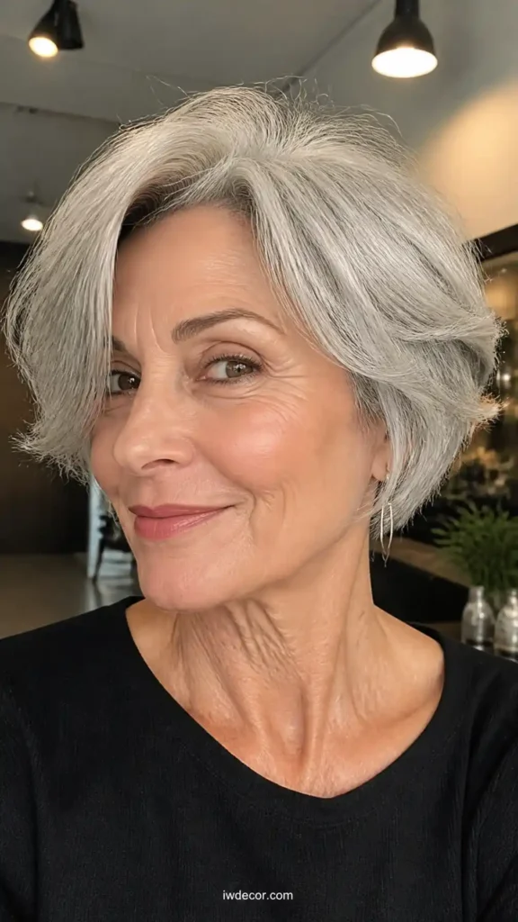 Short Bob with Playful Swoopy Layers