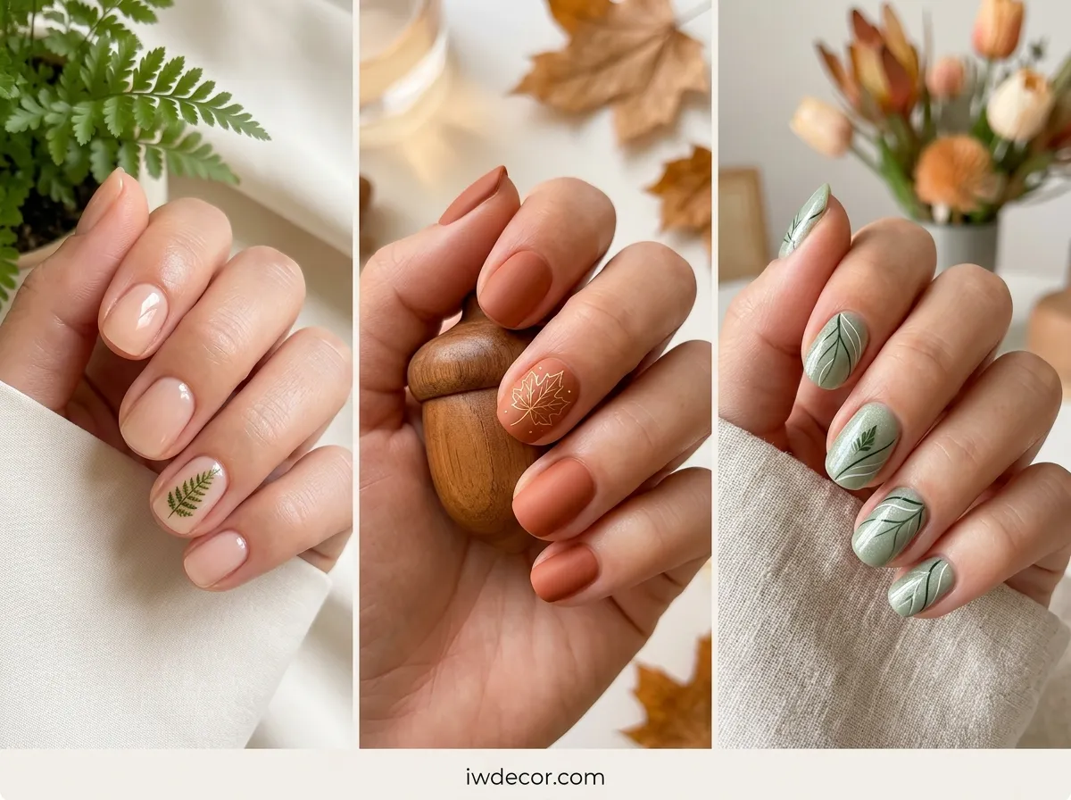 Short Nail Leaf Designs