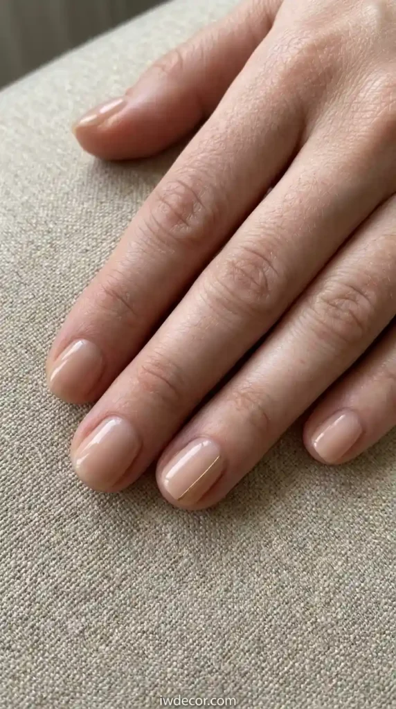 Short Round Nails with Minimalist Art