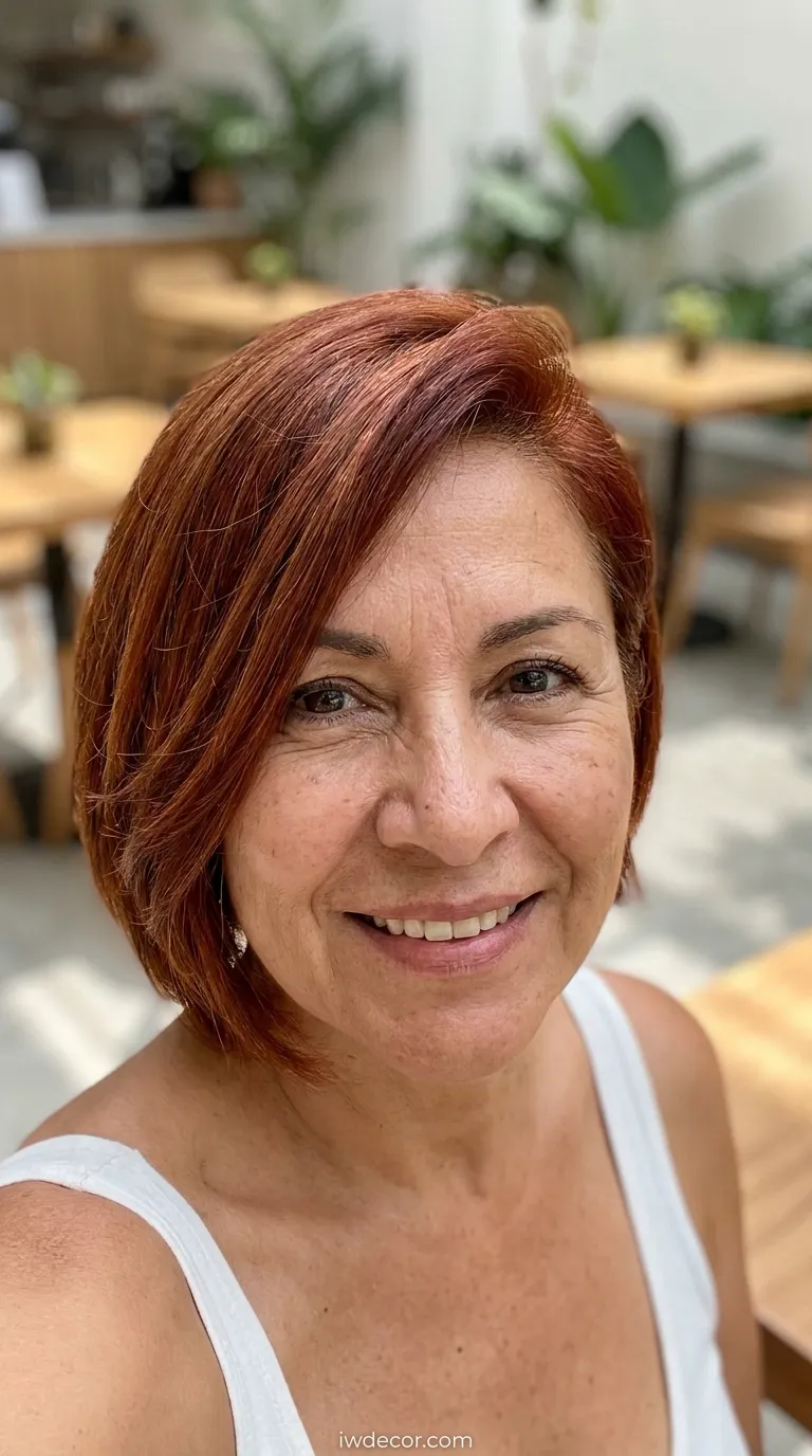 Side-Swept Bob with Soft Auburn Highlights