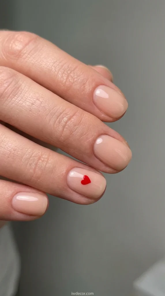 Single Red Heart on Nude