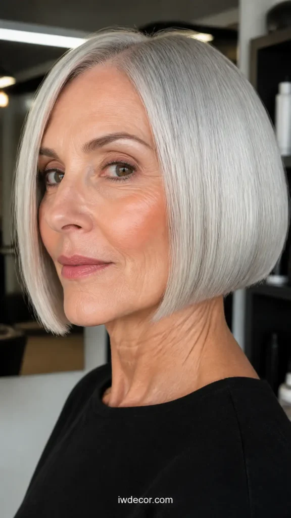 Sleek Straight Silver Bob