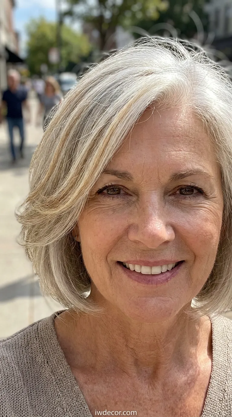 Soft Feathered Bob with Honey Blonde Highlights