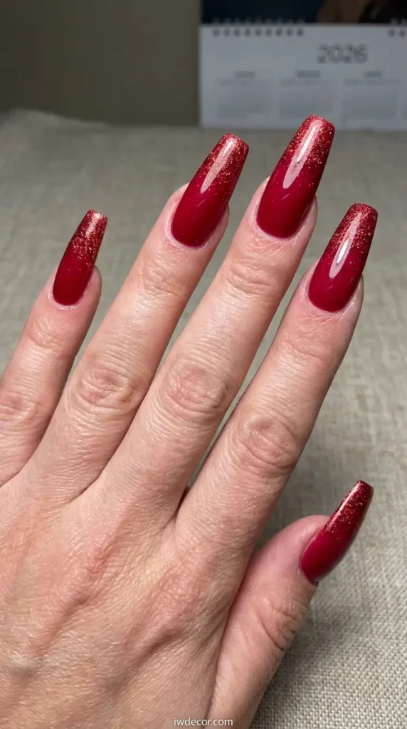 Sparkling Red Glitter Ombre