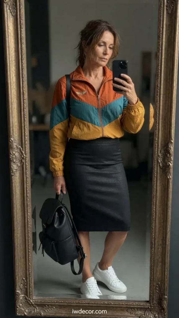 Sporty Track Jacket & Pencil Skirt