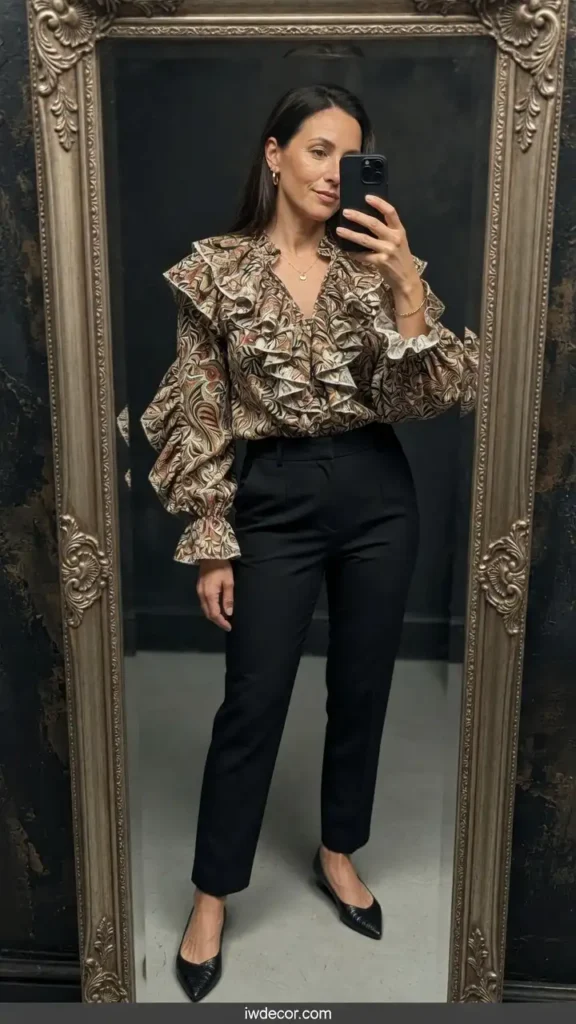 Statement Blouse & Tailored Trousers